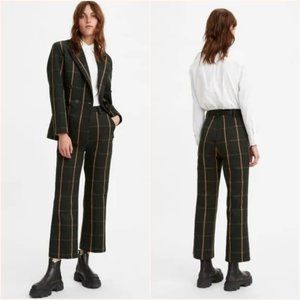 NWT Levi's Math Club Flare High Waisted Trousers Black/Tan Plaid Size 29